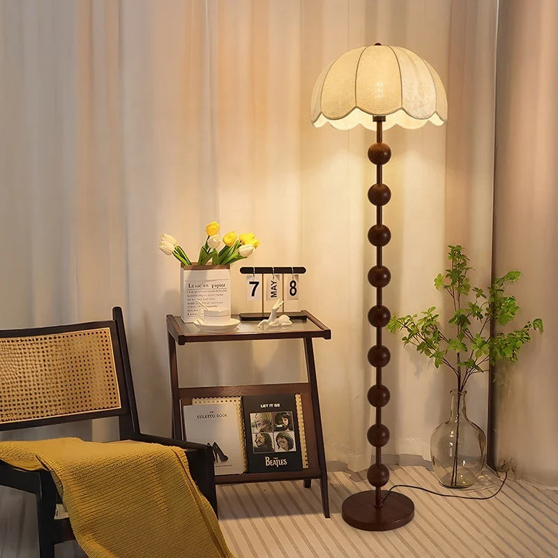 Lampadaire vintage abat-jour tissu Calmy