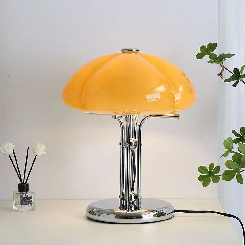 Lampe à poser dôme verre ambré Cléo