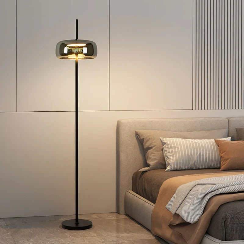 Lampadaire salon fer et verre Nesto