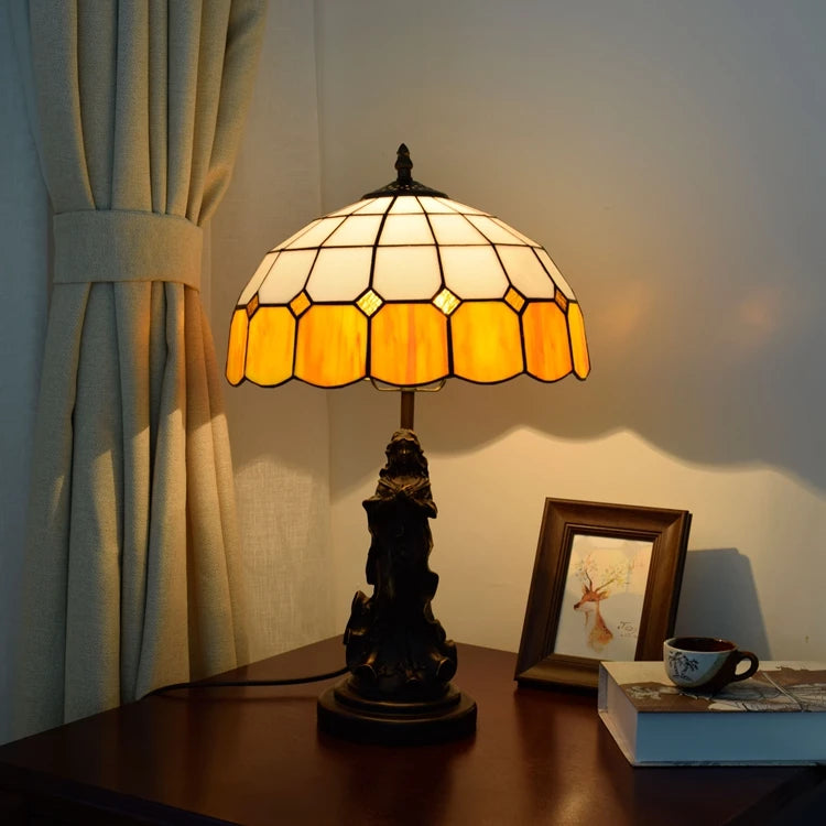 Lampe à poser vitrail ambré Verro