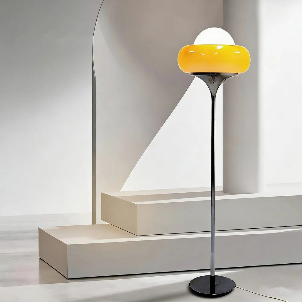 Lampadaire champignon verre orange Pomo
