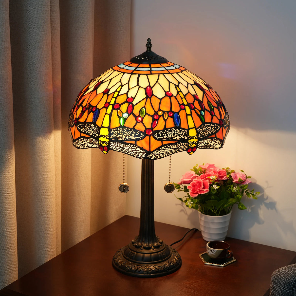 Lampe Odona, détail du vitrail serti