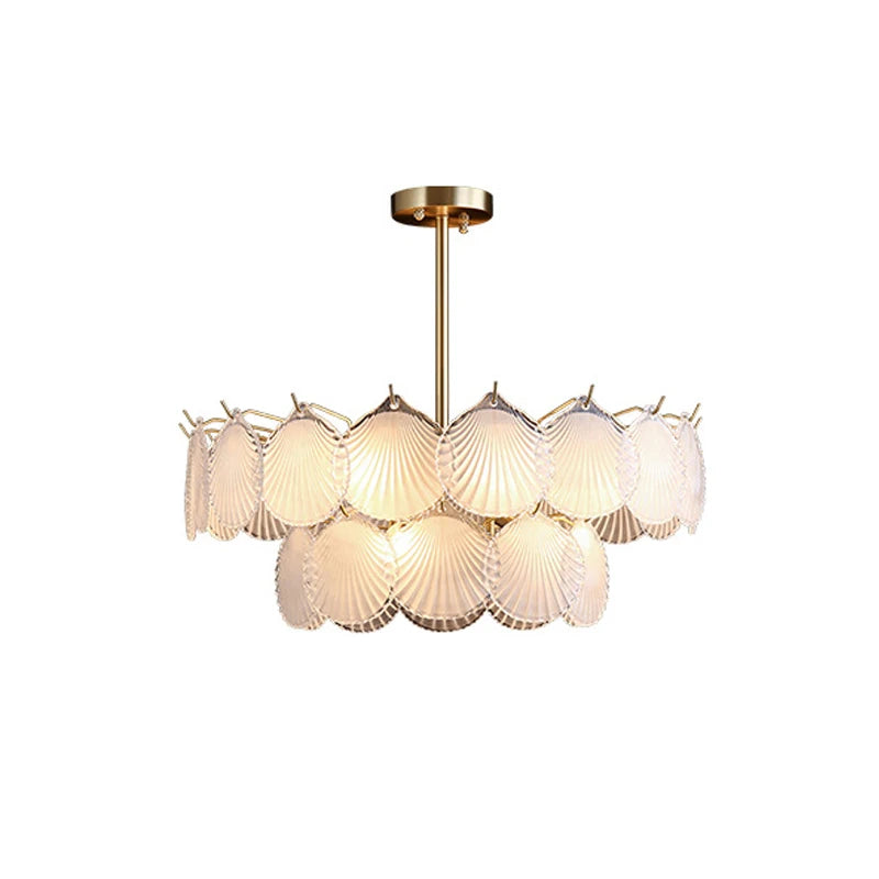 Suspension Solva, détail des coupelles de verre nervuré