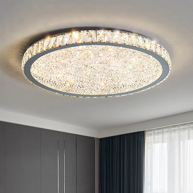 Plafonnier Krista, couronne de cristal taillé